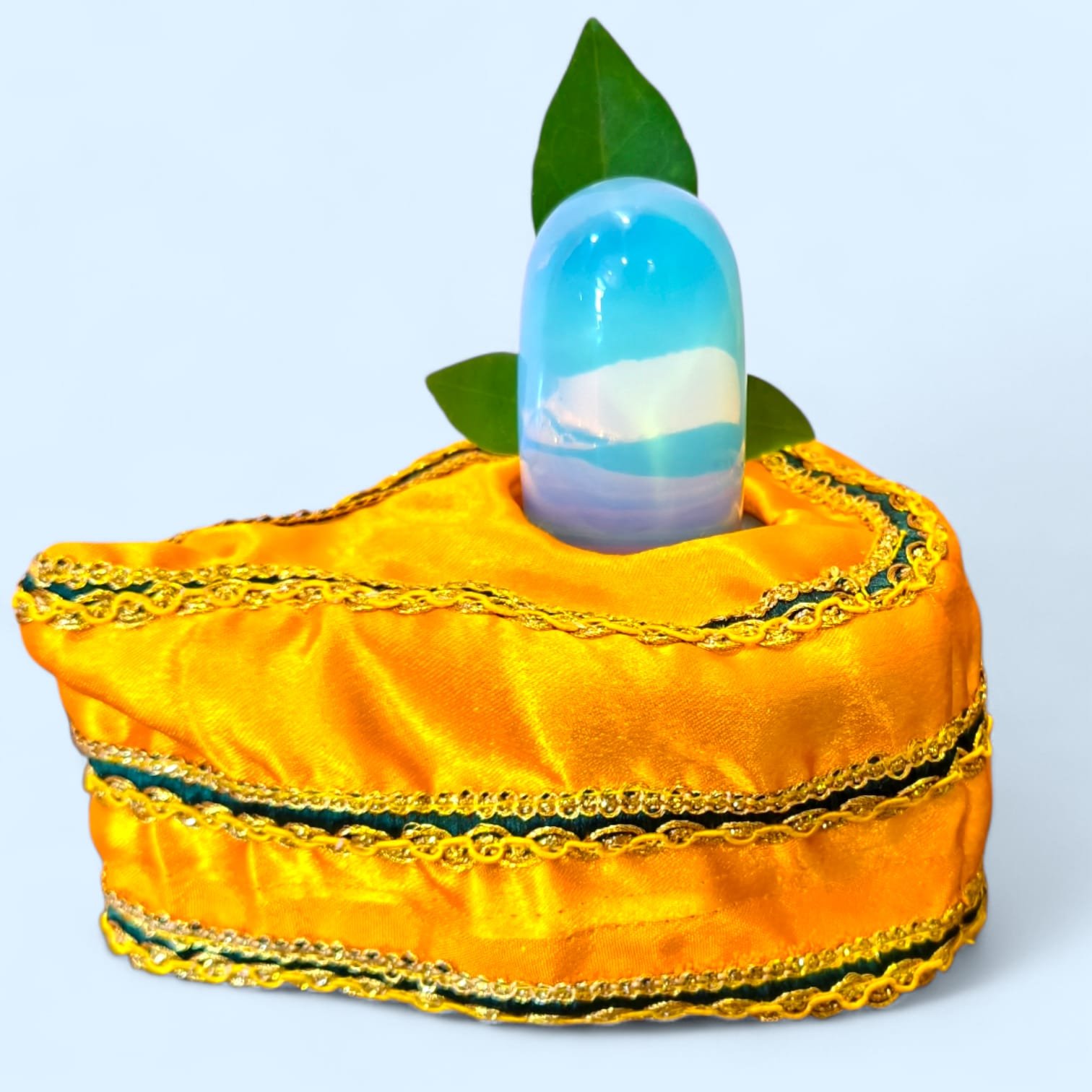 Divine Golden Shivling Vastra – Handcrafted Silk Dress for Home Shiva Puja