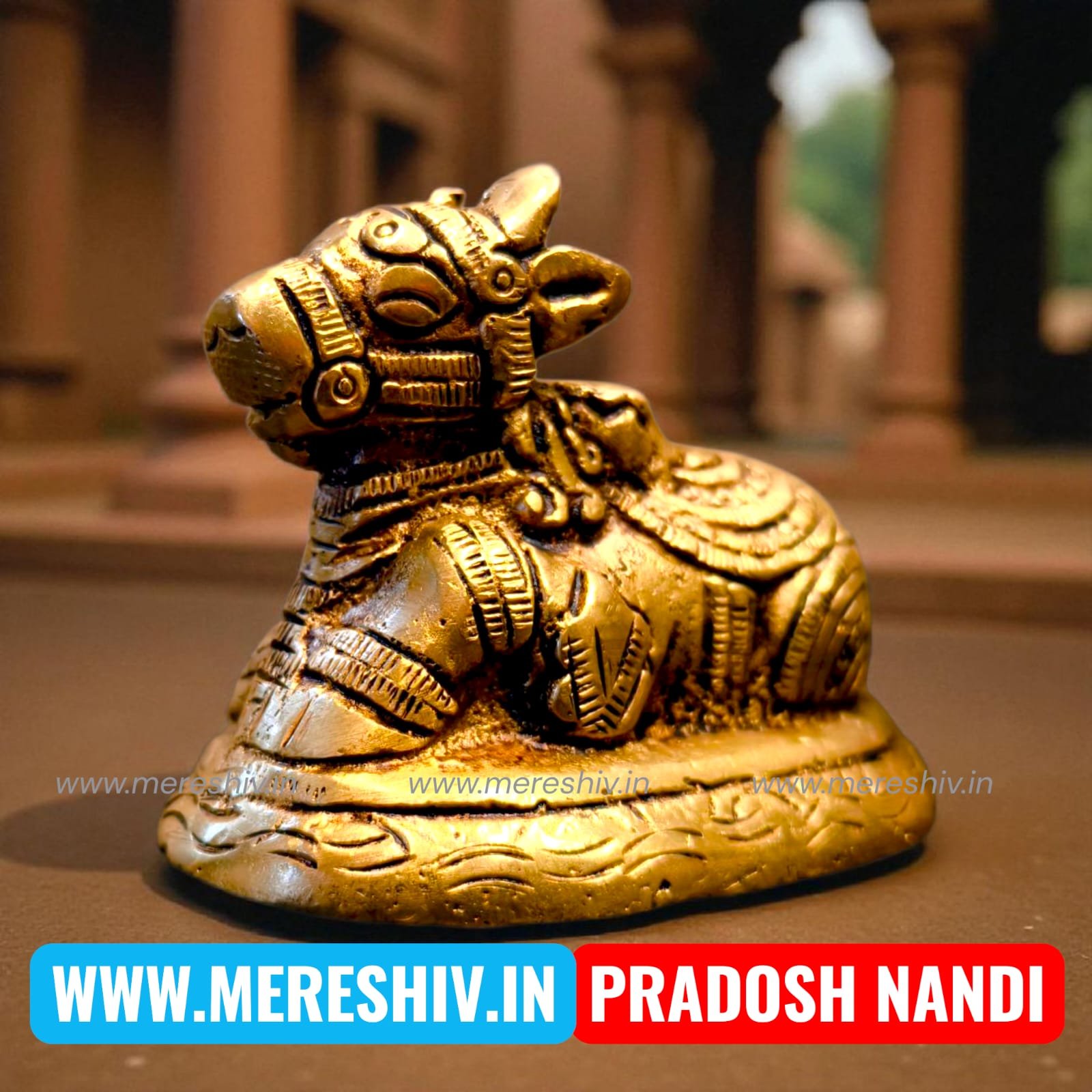 Brass Nandi Idol 2in x 2.75in 270g – Divine Vehicle of Lord Shiva  | mereshiv.in