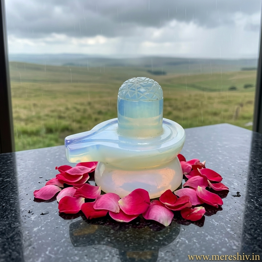Sri Chakra Carved Opal Shivling | Sri Chakra Carved Opal Shivling |