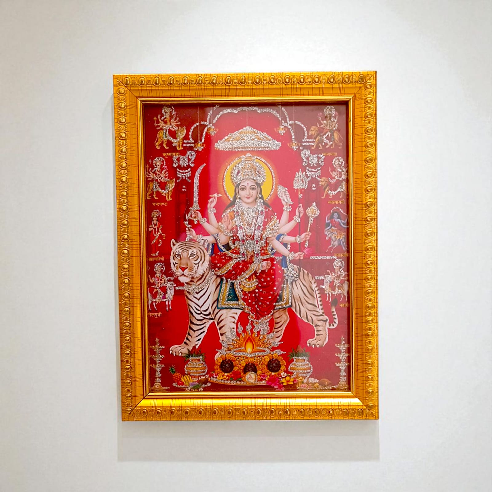 Durga Photo Frame with Navdurga | देवी दुर्गा नवदुर्गा फोटो फ्रेम | Premium Puja Photo Frame for Home & Temple