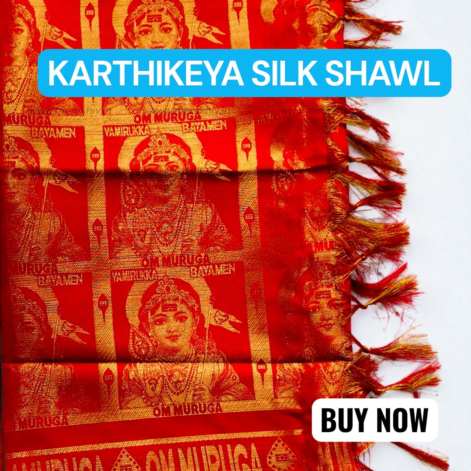 Karthikeye Silk Shawl – Divine Silk Shawl for Lord Murugan Puja & Alankaram | Mere Shiv