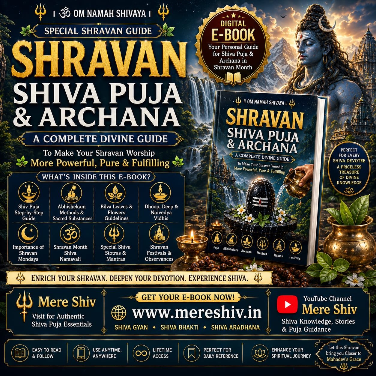 Shiv Puja & Archana EBook (English) Pdf | Complete Savan Shiv Worship Guide, Abhishek, Festival, Namavali & Stuti
