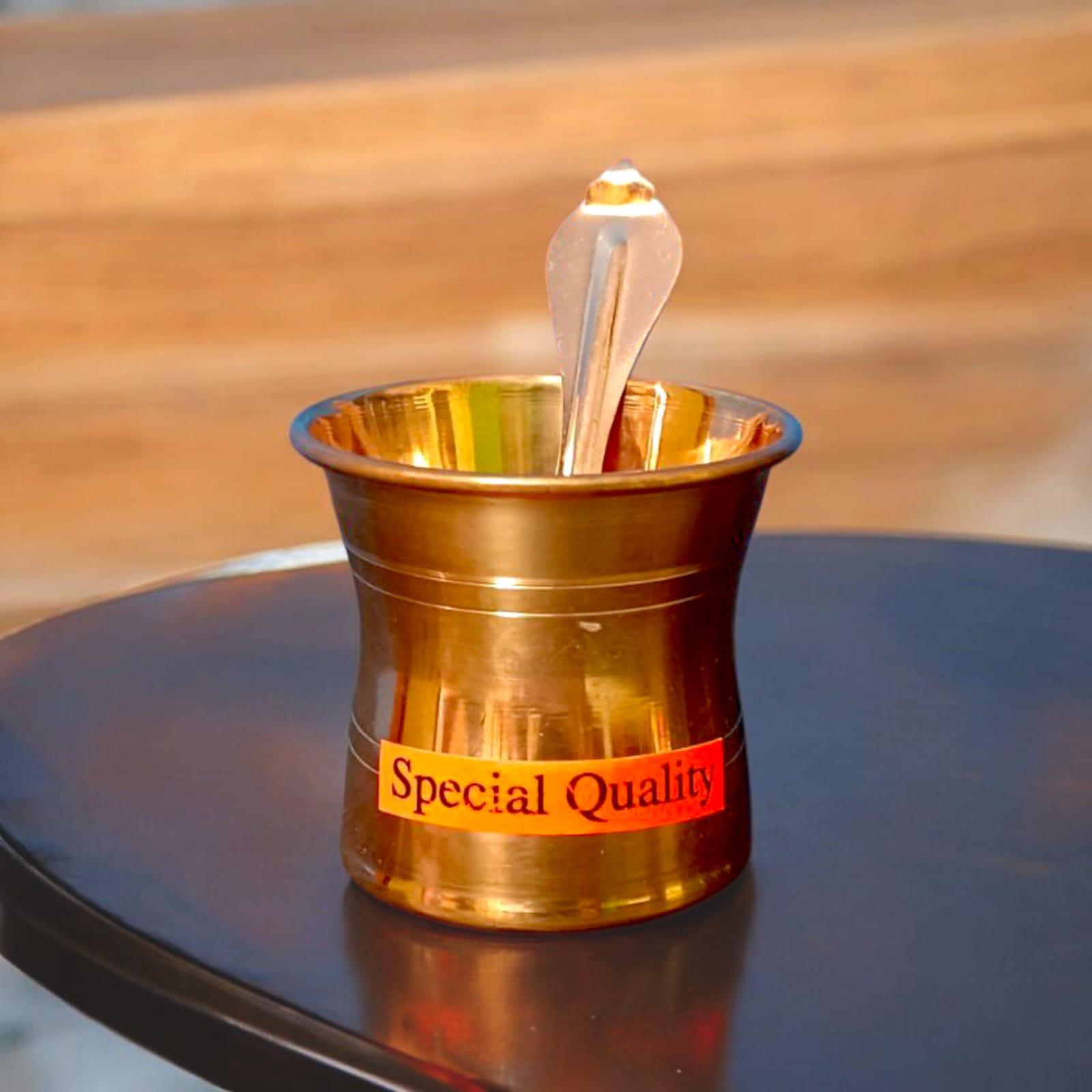 Copper Panchpatra with Spoon – पूजा में प्रयोग होने वाला तांबे का पंचपात्र व चम्मच | Copper Panchpatra & Spoon for Puja Rituals