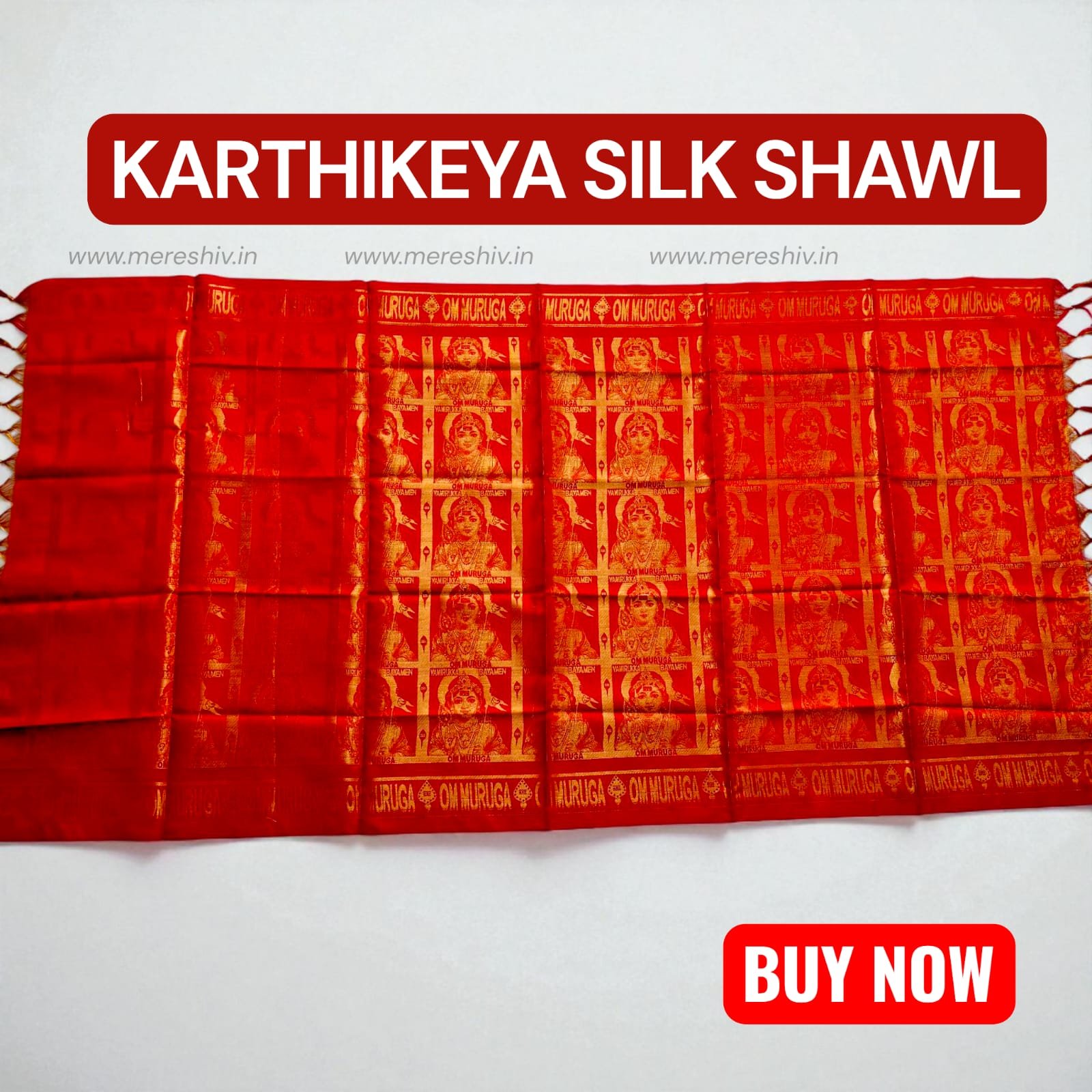 Karthikeye Silk Shawl – Divine Silk Shawl for Lord Murugan Puja & Alankaram | Mere Shiv