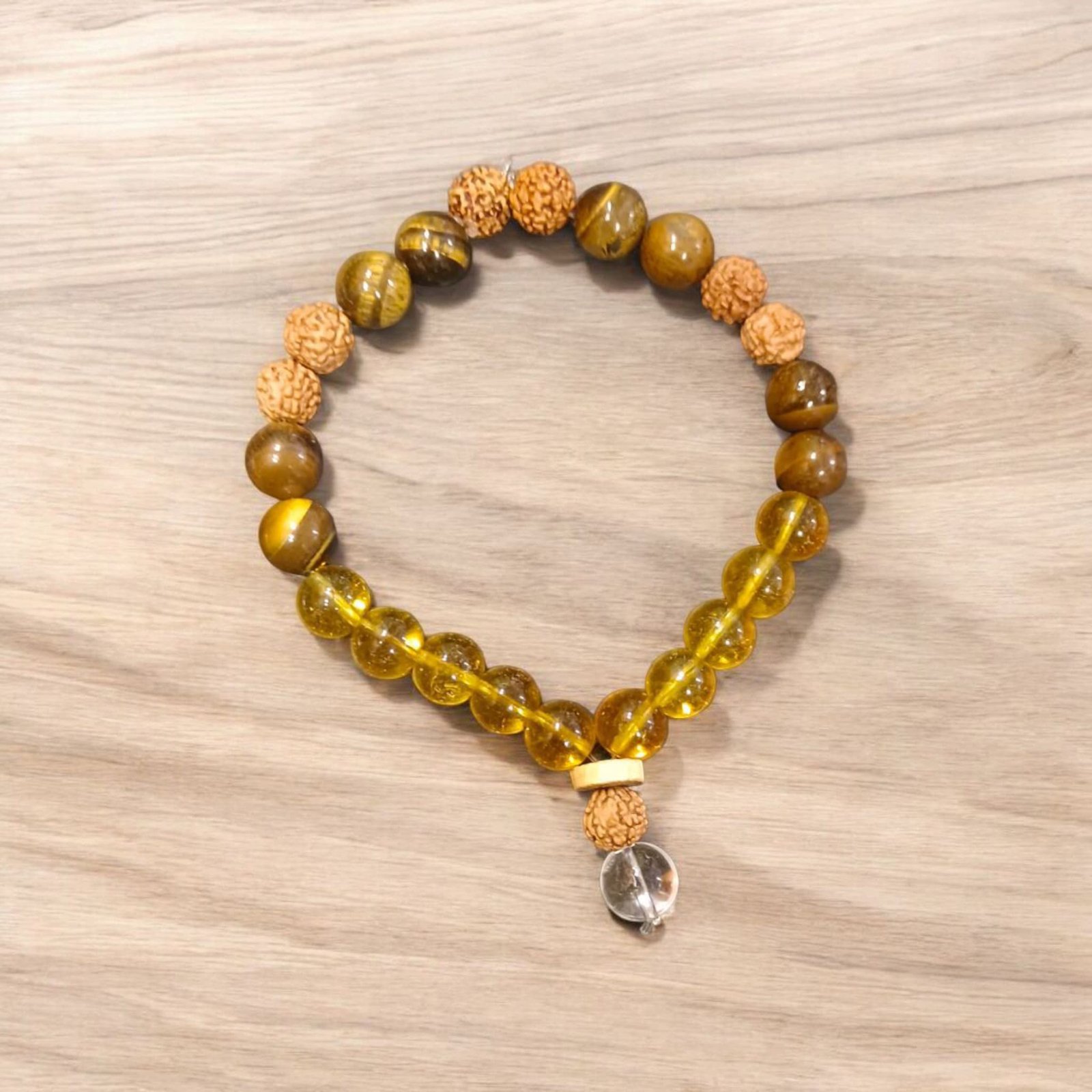Small Mala for God Citrine, Tiger Eyes & Rudraksh Mala
