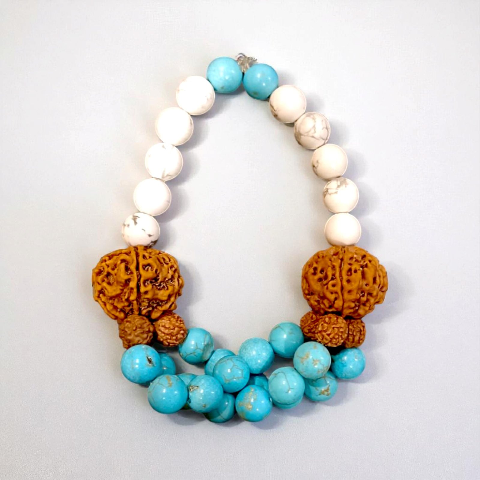 Small Mala for God Howlite & turquoise stone With Rudraksh