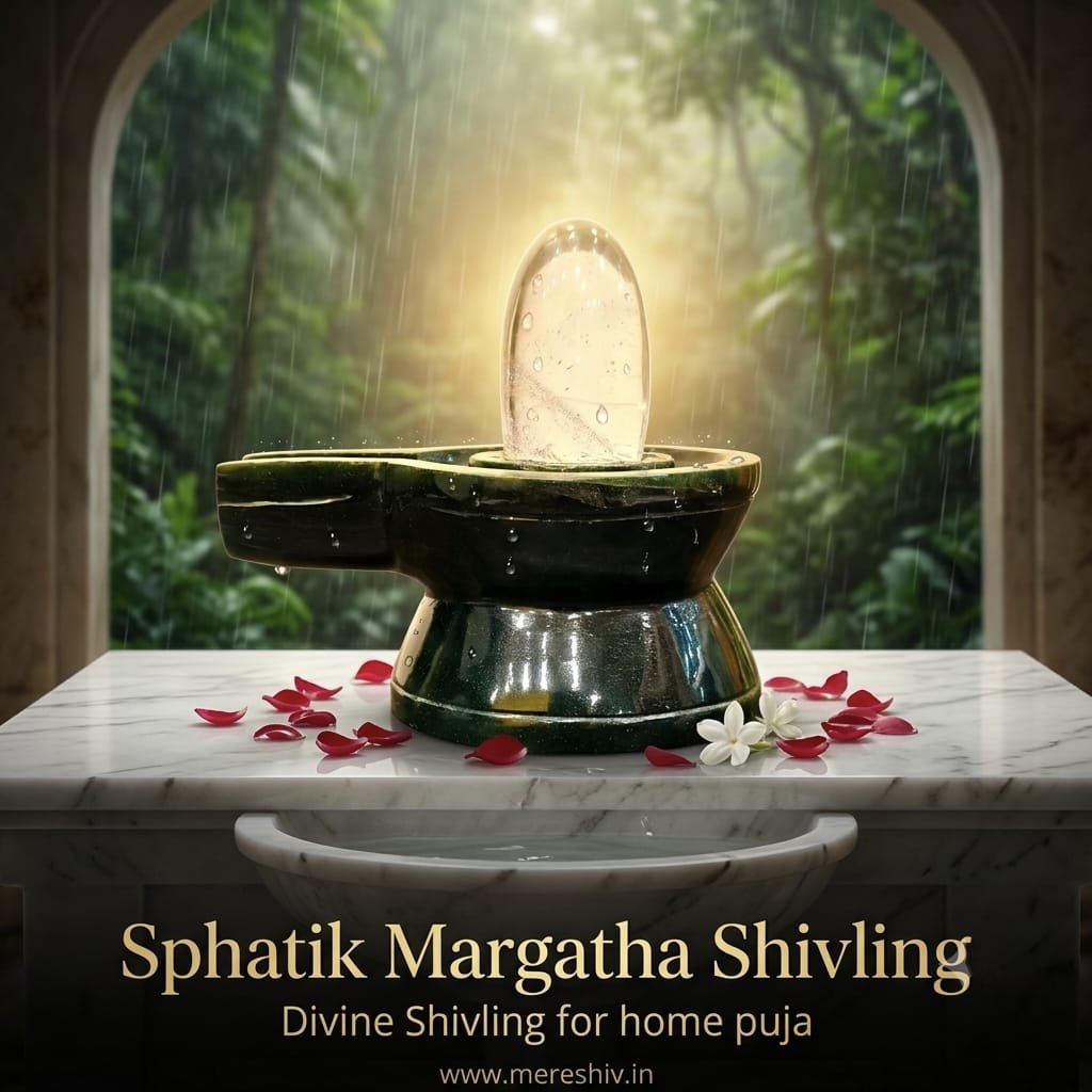 Green Jade Sphatik Shivling | मरकत स्फटिक शिवलिंग | घर के पूजन हेतु शिवलिंग | सुख-समृद्धि, सफलता एवं सकारात्मक ऊर्जा के लिए