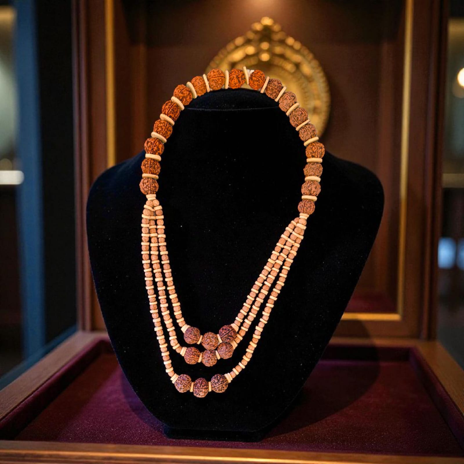 Beautiful Triple Layer Bilva Rudraksh Mala | सुंदर त्रि-स्तरीय बिल्व रुद्राक्ष माला | Divine Necklace for Men & Women