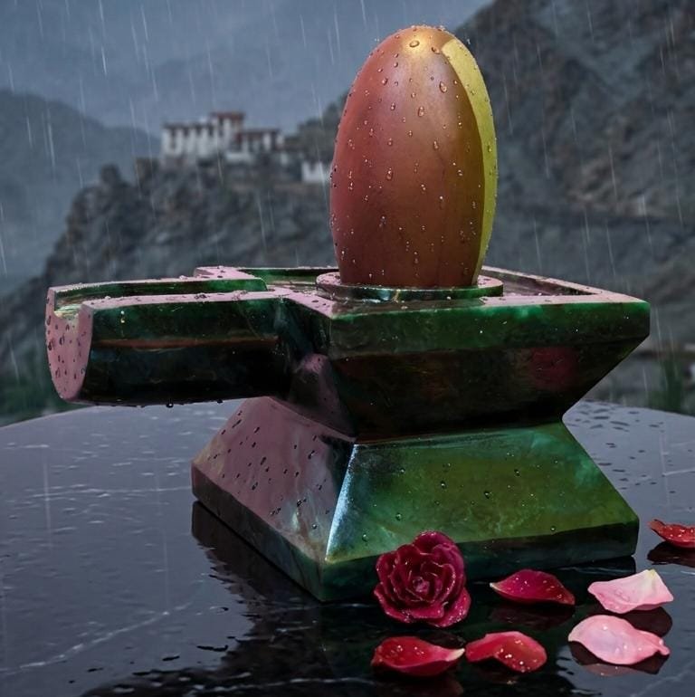 Square Green Jade Ardhanariswar Narmadeshvar Shivling | अर्धनारीश्वर नर्मदेश्वर शिवलिंग – घर की पूजा, समृद्धि, धन एवं शांति के लिए दिव्य शिवलिंग